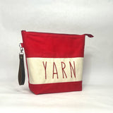 YARN Red Tall XL Zipper Knitting Project Craft Bag with Detachable Wrist Strap