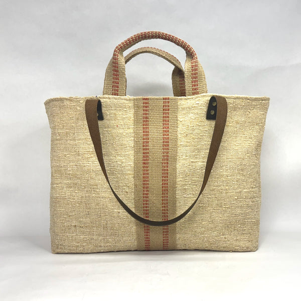 Rustic Woven Faded Orange XL Extra Large BIG Tote Bag / Beach Bag
