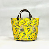 Hummingbird Vine Yellow Oval Bottom Knitting Craft Tote Bag