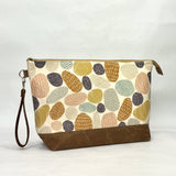 Stones Tan XL Zipper Knitting Project Craft Bag with Detachable Leather Wrist Strap