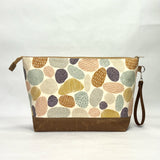 Stones Tan XL Zipper Knitting Project Craft Bag with Detachable Leather Wrist Strap