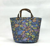 Tree of Life Navy Oval Bottom Knitting Craft Tote Bag