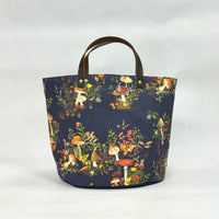 Woodland Foliage Navy Oval Bottom Knitting Craft Tote Bag
