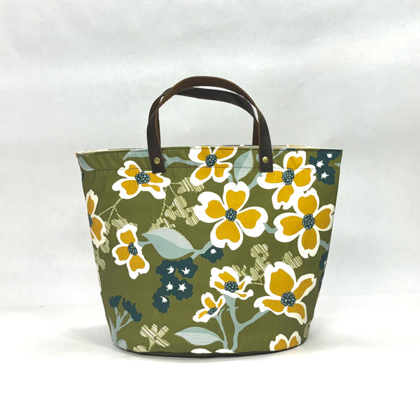 Dogwood Green Oval Bottom Knitting Craft Tote Bag