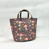 Coral Floral Oval Bottom Knitting Craft Tote Bag