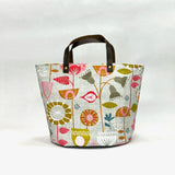 Fanciful Fifties Flowers Oval Bottom Knitting Craft Tote Bag