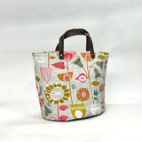Fanciful Fifties Flowers Oval Bottom Knitting Craft Tote Bag