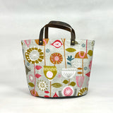 Fanciful Fifties Flowers Oval Bottom Knitting Craft Tote Bag