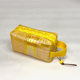 Yellow Croc Iridescent PU Boxy Small Zipper Pouch Gadget Case Cosmetics Bag