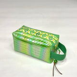Green Croc Iridescent PU Boxy Small Zipper Pouch Gadget Case Cosmetics Bag