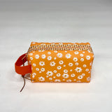 Orange Daisy Jelly Vinyl Boxy Small Zipper Pouch Gadget Case Cosmetics Bag