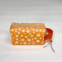 Orange Daisy Jelly Vinyl Boxy Small Zipper Pouch Gadget Case Cosmetics Bag