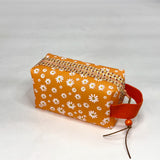 Orange Daisy Jelly Vinyl Boxy Small Zipper Pouch Gadget Case Cosmetics Bag