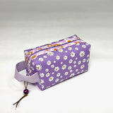 Purple Daisy Jelly Vinyl Boxy Small Zipper Pouch Gadget Case Cosmetics Bag