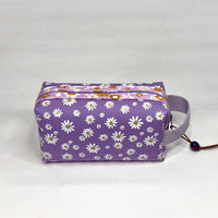 Purple Daisy Jelly Vinyl Boxy Small Zipper Pouch Gadget Case Cosmetics Bag