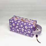 Purple Daisy Jelly Vinyl Boxy Small Zipper Pouch Gadget Case Cosmetics Bag