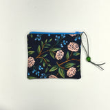 Peonies Navy Padded Zipper Pouch / Coin Purse / Gadget / Cosmetic Bag