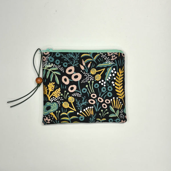 Tapestry Black Zipper Pouch / Coin Purse / Gadget / Cosmetic Bag