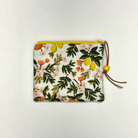 Citrus Floral White Padded Zipper Pouch / Coin Purse / Gadget / Cosmetic Bag