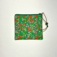 Mousy Floral Green Zipper Pouch / Coin Purse / Gadget / Cosmetic Bag