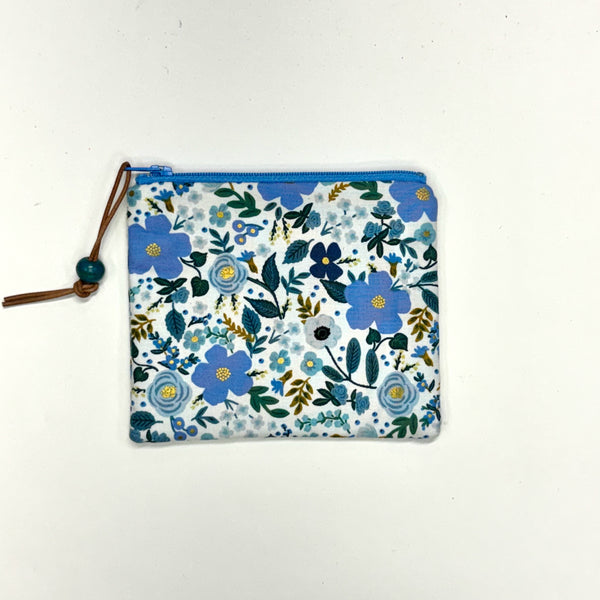 Wild Rose Blue Zipper Pouch / Coin Purse / Gadget / Cosmetic Bag