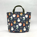 Jolly Santa Oval Bottom Knitting Craft Tote Bag