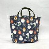 Jolly Santa Oval Bottom Knitting Craft Tote Bag