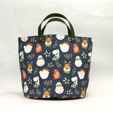 Jolly Santa Oval Bottom Knitting Craft Tote Bag
