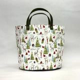 Christmas Fun Oval Bottom Knitting Craft Tote Bag