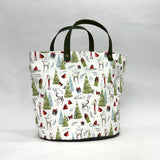 Christmas Fun Oval Bottom Knitting Craft Tote Bag