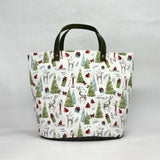 Christmas Fun Oval Bottom Knitting Craft Tote Bag