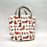 Dachshunds in Christmas Sweaters Oval Bottom Knitting Craft Tote Bag