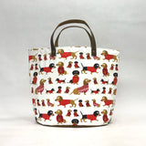 Dachshunds in Christmas Sweaters Oval Bottom Knitting Craft Tote Bag