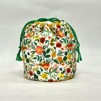 Poppy Fields Cream Soft Round Large Drawstring Knitting Project Craft Bag