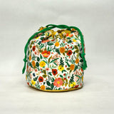 Poppy Fields Cream Soft Round Large Drawstring Knitting Project Craft Bag