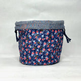 Rosa Navy Soft Round Large Drawstring Knitting Project Craft Bag