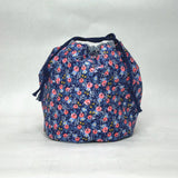 Rosa Navy Soft Round Large Drawstring Knitting Project Craft Bag