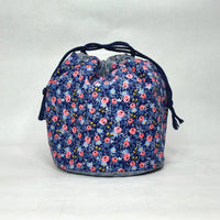 Rosa Navy Soft Round Large Drawstring Knitting Project Craft Bag