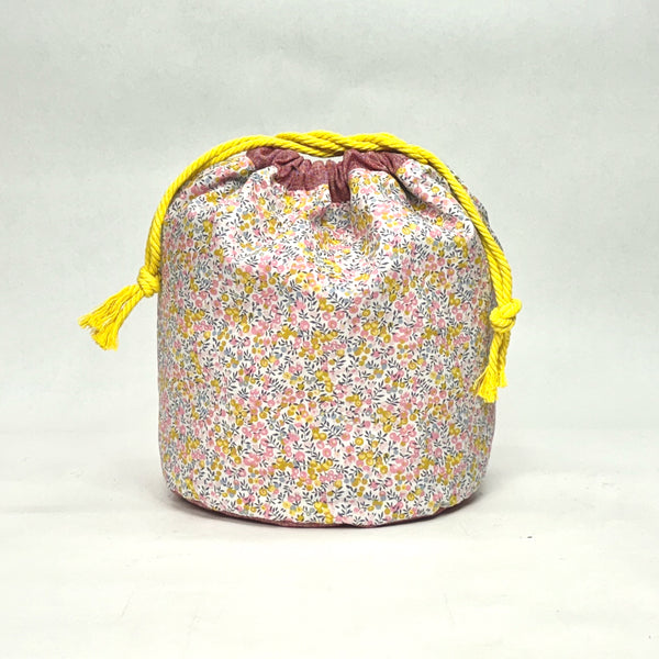 Liberty Wiltshire Yellow Soft Round Large Drawstring Knitting Project Craft Bag