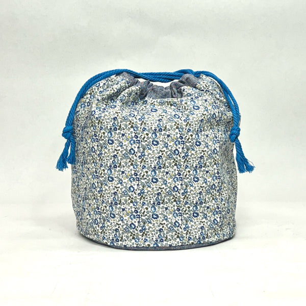 Liberty Eloise Blue Soft Round Large Drawstring Knitting Project Craft Bag