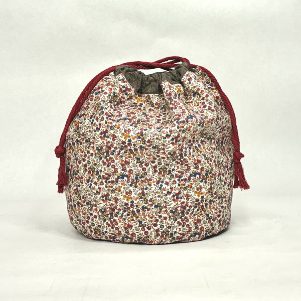 Liberty Wiltshire Brown Soft Round Large Drawstring Knitting Project Craft Bag