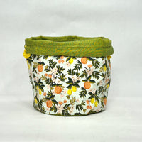 Citrus Floral Mint Soft Round Large Drawstring Knitting Project Craft Bag