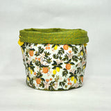 Citrus Floral Mint Soft Round Large Drawstring Knitting Project Craft Bag