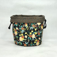 Birch Black Soft Round Large Drawstring Knitting Project Craft Bag