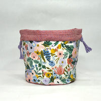 Garden Party Lilac Soft Round Large Drawstring Knitting Project Craft Bag