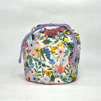 Garden Party Lilac Soft Round Large Drawstring Knitting Project Craft Bag