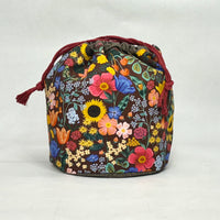 Blossom Burgundy Soft Round Large Drawstring Knitting Project Craft Bag