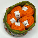 Citrus Floral Mint Soft Round Large Drawstring Knitting Project Craft Bag