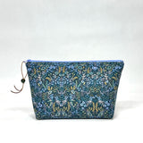 Menagerie Tapestry Blue Small Zipper Pouch Gadget Case Cosmetics Project Bag