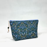 Menagerie Tapestry Blue Small Zipper Pouch Gadget Case Cosmetics Project Bag